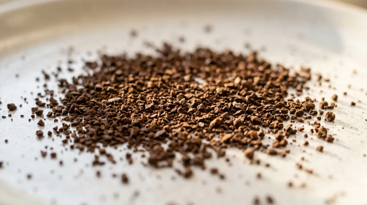 Macro of medium coffee grounds the texture of table salt