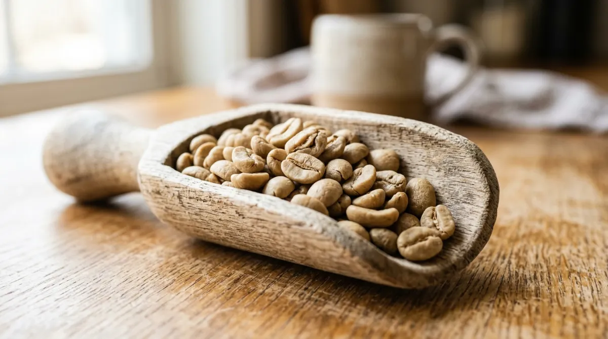 Pale light roast coffee beans with a dry matte surface